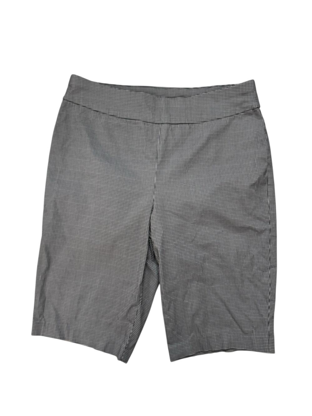 CHICOS So Slimming Black Gingham Bermuda Shorts Crop Pants Size 14 (2.5) Short